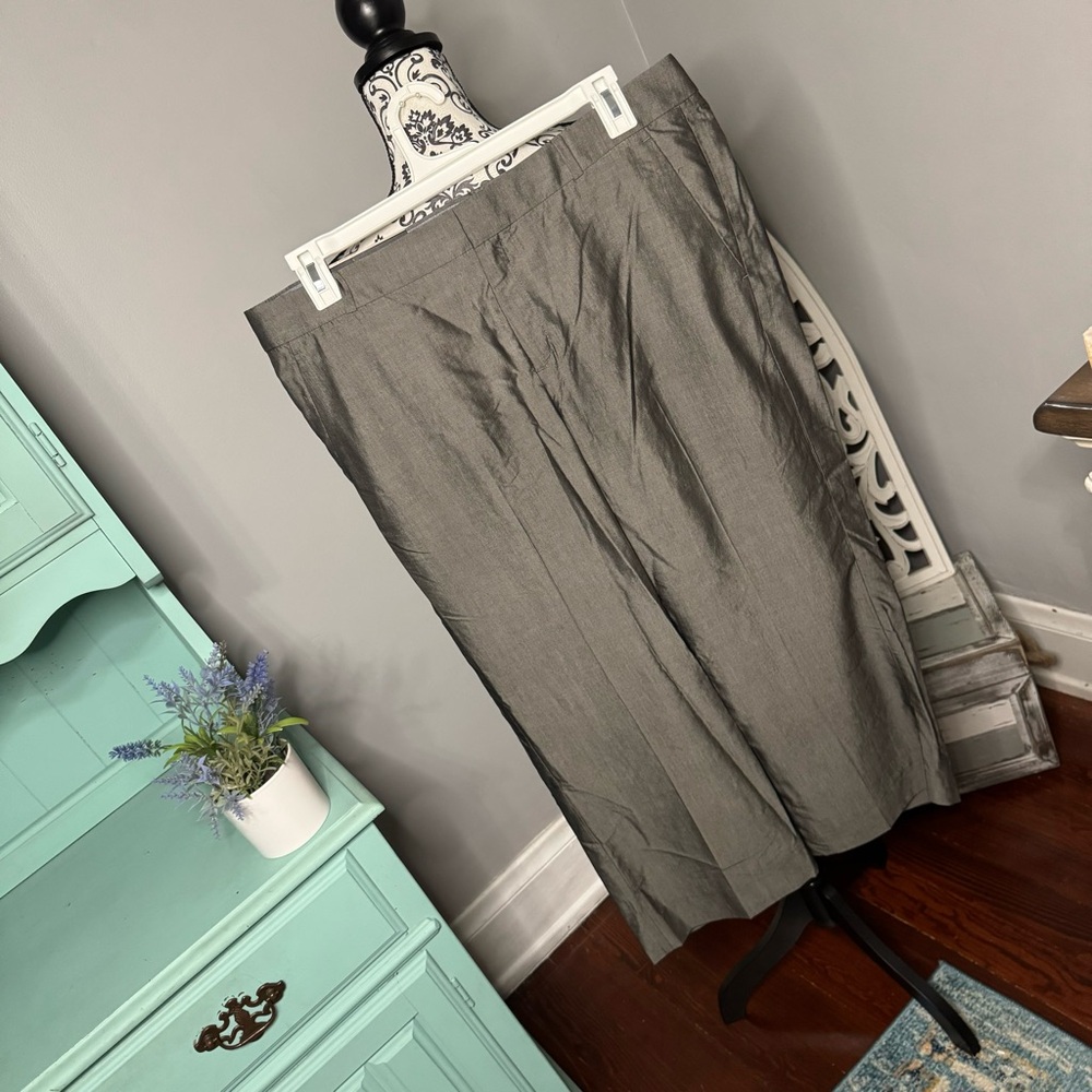 Banana Republic Silk Blend Logan Crop Mid Rise Trouser Pant Size 14 NWT - Picture 2 of 13